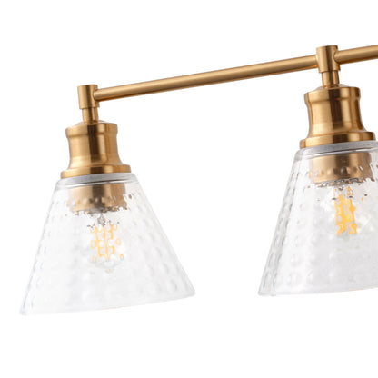 3-Lights & 4-Lights Antique Brass Glass Bathroom Vanity Light
