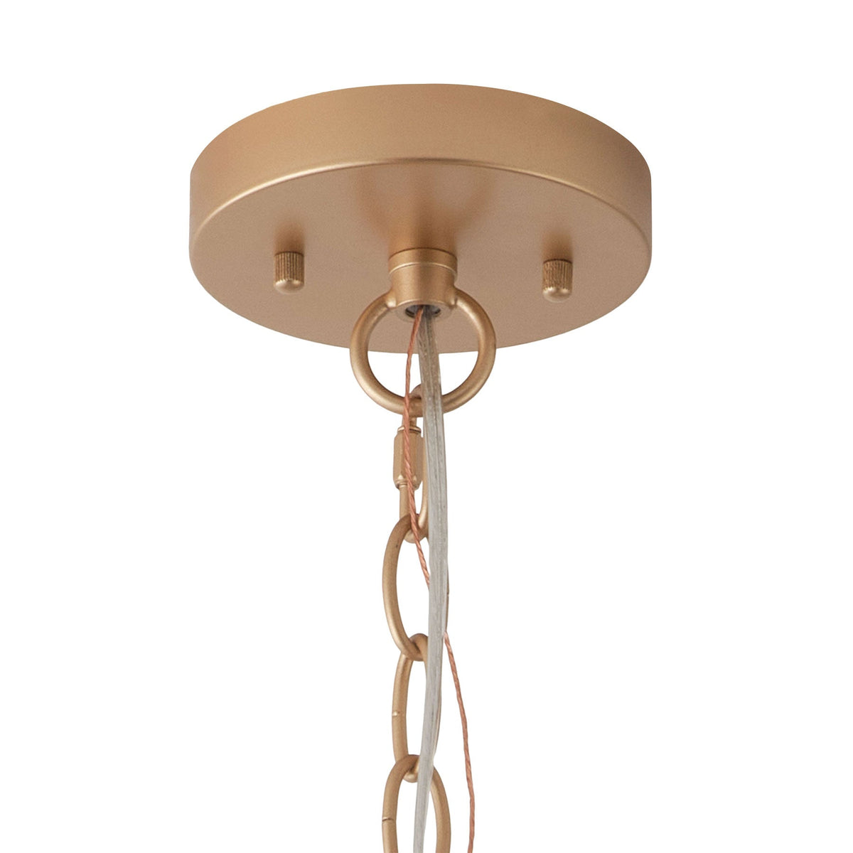 4-Light Gold Chandelier with White Fabric Shade