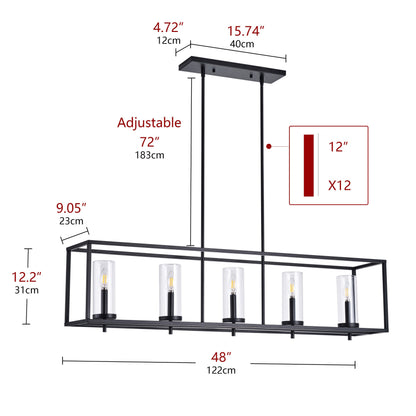 5-Lights Modern Classic Glass Shape Kitchen Island Lights