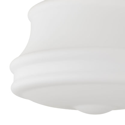 1-Light White Glass Semi Flush Mount Light Gold Fixture for Hallway Dining Room
