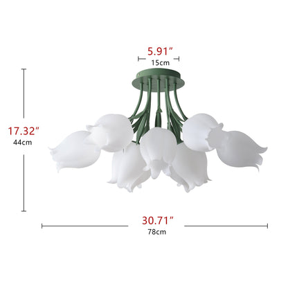 3-Light & 9-Light Flower Bouquet Shape Creative Semi-Flush Mount Lighting