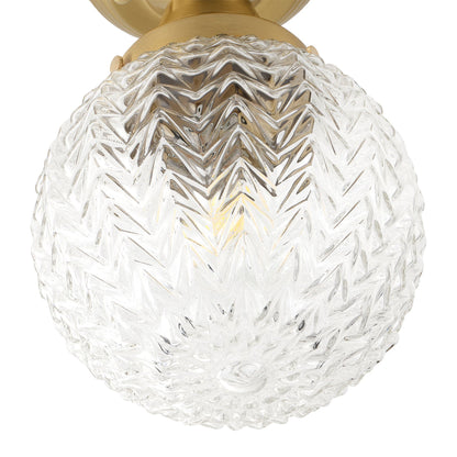 1-Light Clear Textured Glass  Semi Flush Mount Light
