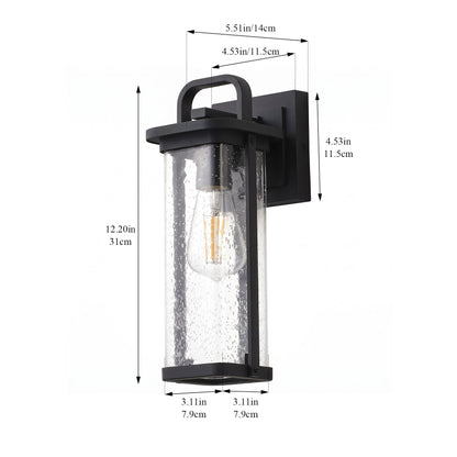 1-Light Wet Rated Black Outdoor Wall Light for Porch