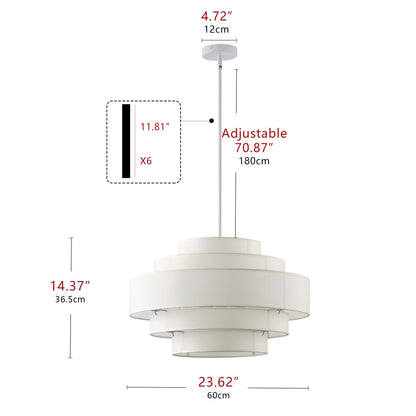 5-Light 23.6'' Oversize Five-Layer Fabric Column Shade Pendant Lighting