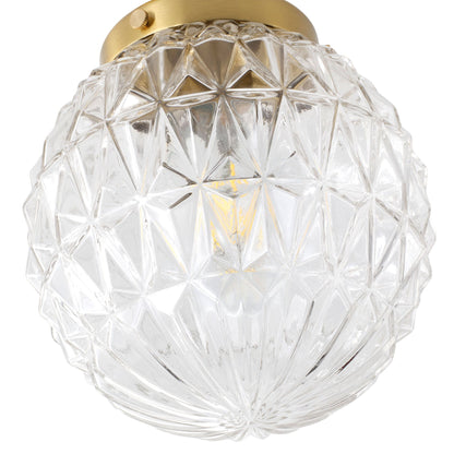 1-Light Clear Glass Semi Flush Ceiling Light for Entryway