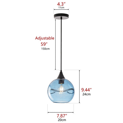 1-Light Blue Ball Shade Pendant Lighting