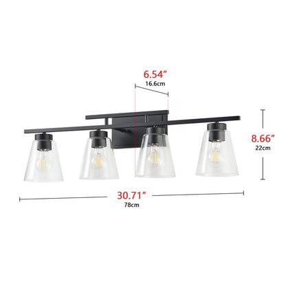 3-Light & 4-Light Dimmable Bathroom Clear Glass Wall Vanity Lighting