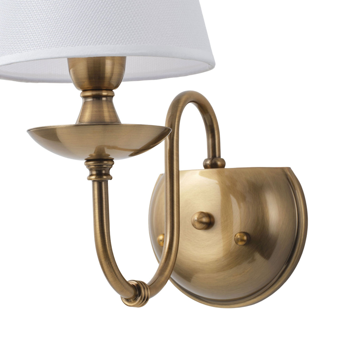 1 Light Vintage Wall Sconce With White Fabric Shade