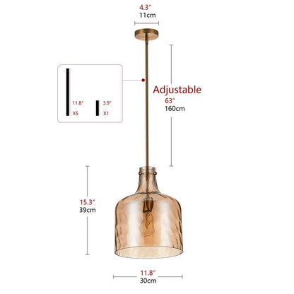 1-Light Modern with Textured Glass Shade Pendant Lighting
