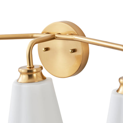3-Light Gold Opal Glass Bathroom Vanity Light