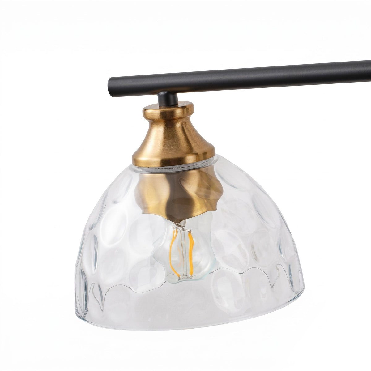 3-Light Matte Black Vanity Light with Textured Glass Shades