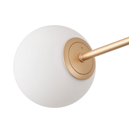 4-Light Gold Linear Chandelier with Opal Glass Globes for Dining Table
