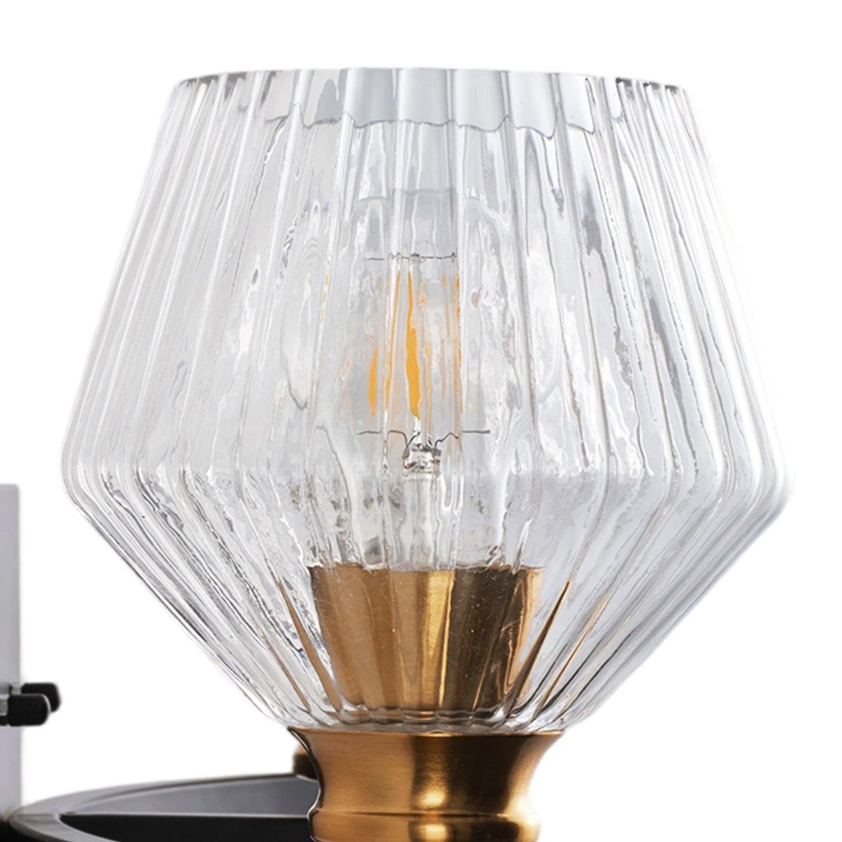 3-Light & 4-Light  Black Bathroom Vanity Light with Ribbed Glass