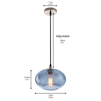 1-Light Oval Glass Shade Pendant Lighting