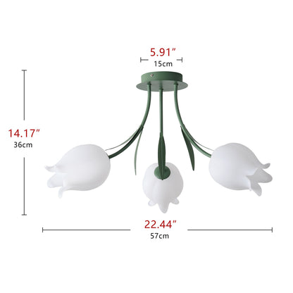 3-Light & 9-Light Flower Bouquet Shape Creative Semi-Flush Mount Lighting