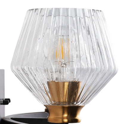 3-Light & 4-Light  Black Bathroom Vanity Light with Ribbed Glass