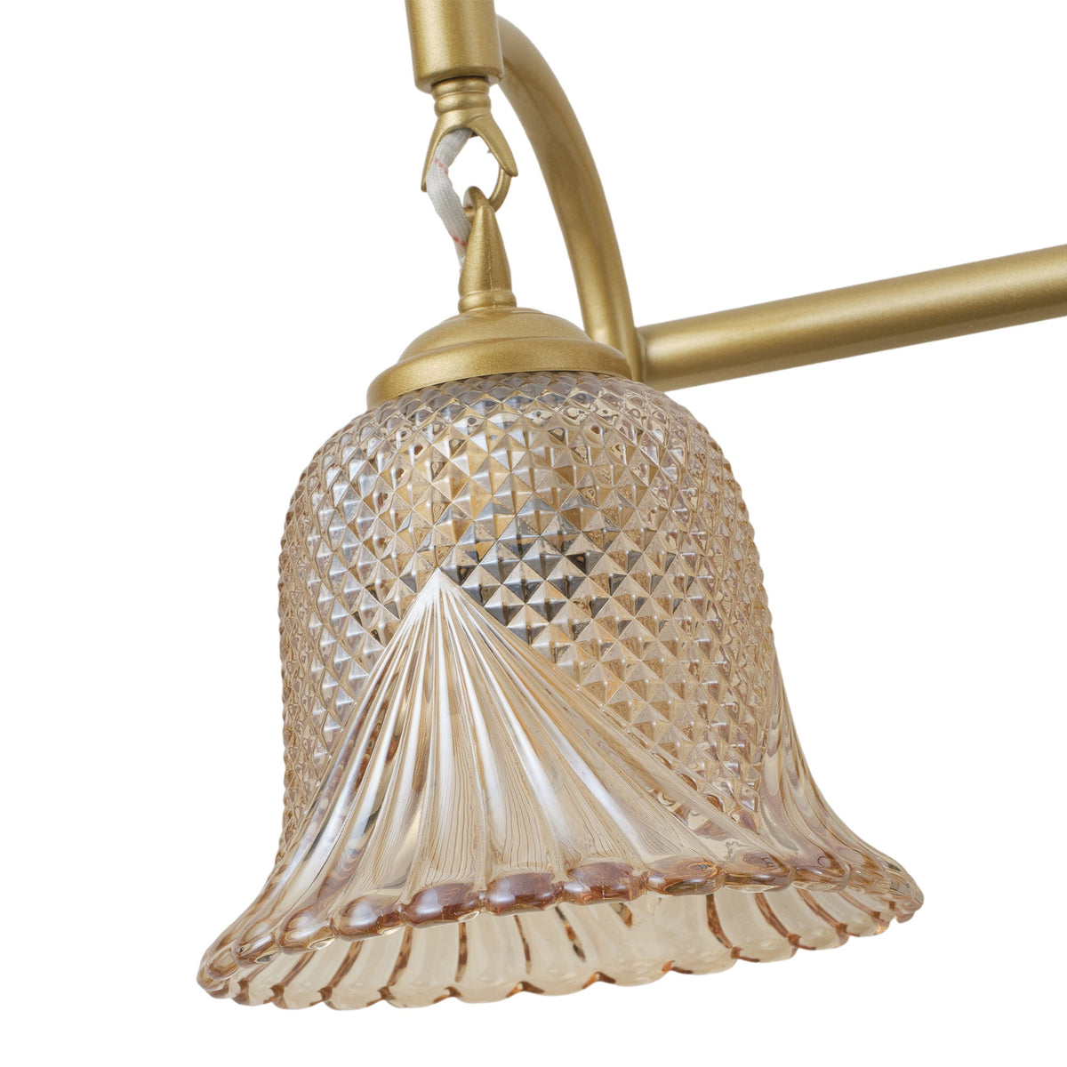 3 Light Gold Vanity Light With Amber Glass Shades