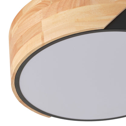 1 Light Wood Grain LED Flush Mount Ceiling Light For Bedroom Hallway