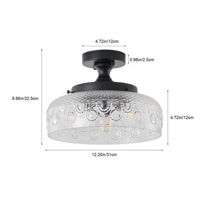 3-Light Modern Ceiling Light Clear Glass Black Fixture