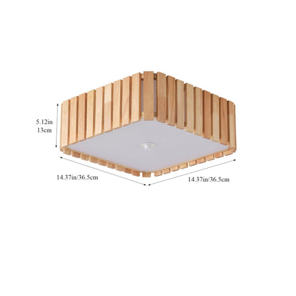 3-Light Wood Slat Flush Mount Ceiling Light