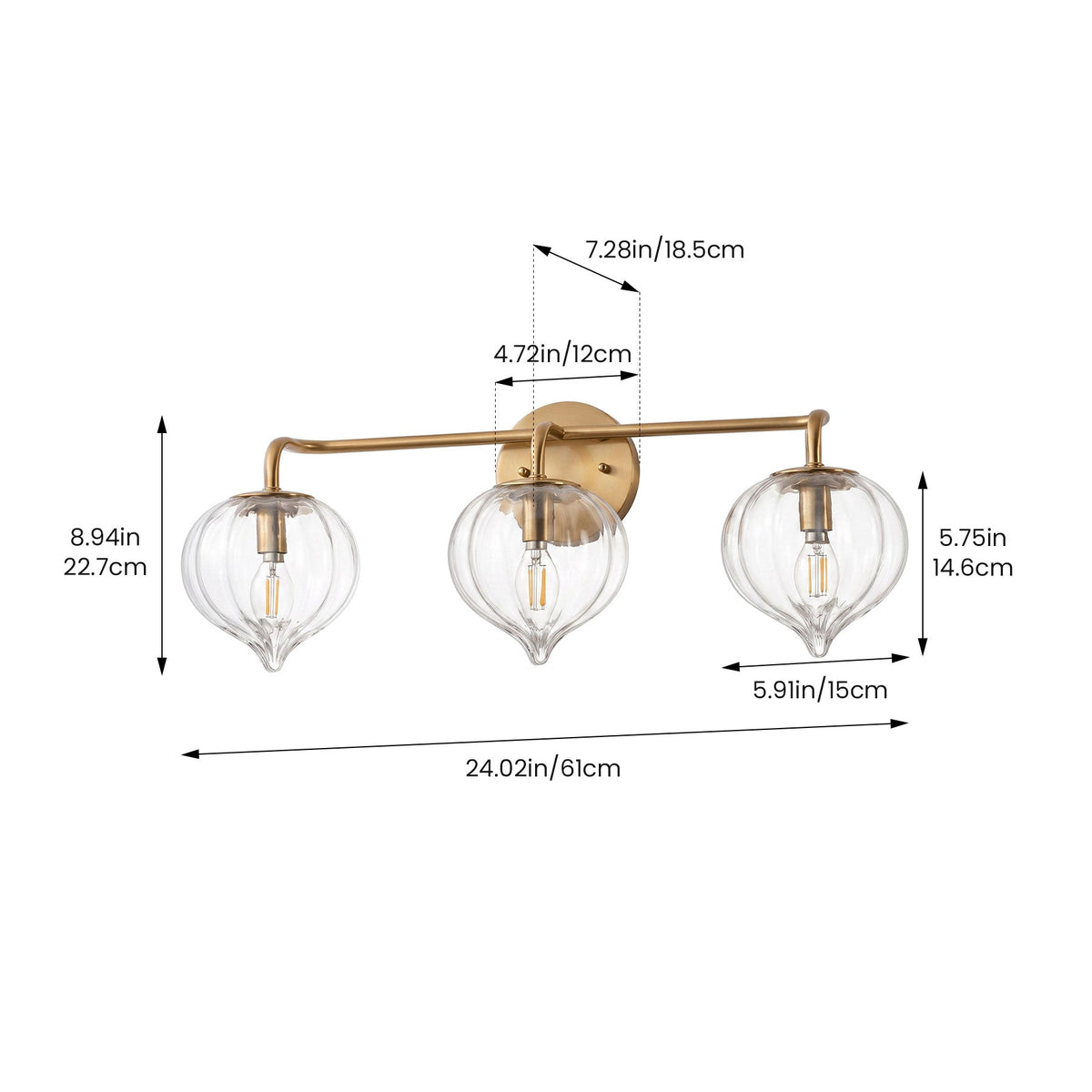 3-light & 4-light Pumpkin Glass Vanity Light