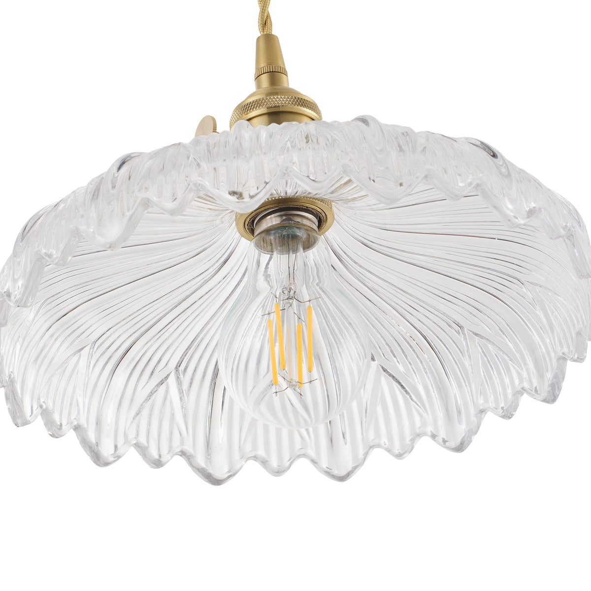 1 Light Gold Glass Pendant Light With Wide Clear Shade For Bedroom Entryway Hallway