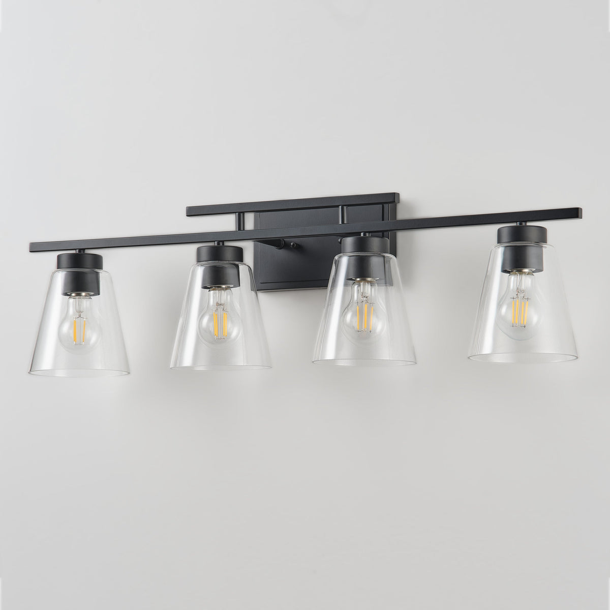 3-Light & 4-Light Dimmable Bathroom Clear Glass Wall Vanity Lighting