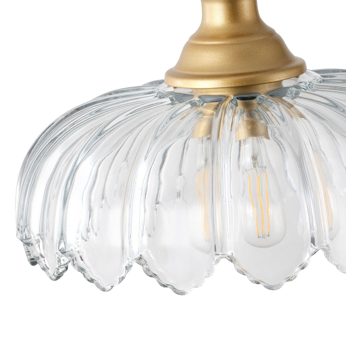 1-Light Amber/ Green/ Clear Vintage Petal Glass Pendant Light