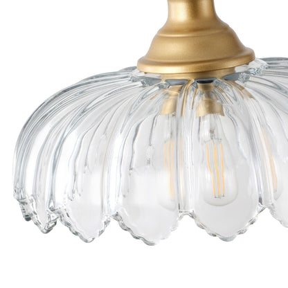 1-Light Amber/ Green/ Clear Vintage Petal Glass Pendant Light