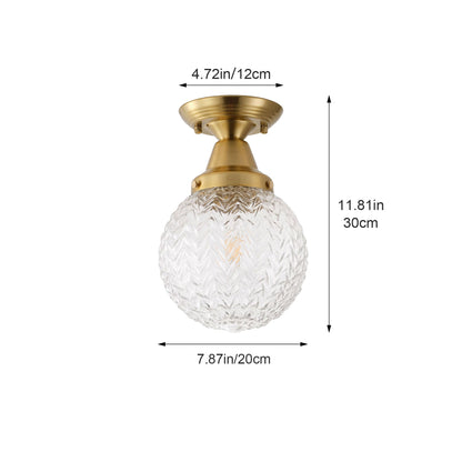 1-Light Clear Textured Glass  Semi Flush Mount Light