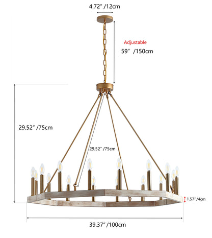 16-Lights Classic Adjustable Wheel-Shape Chandelier
