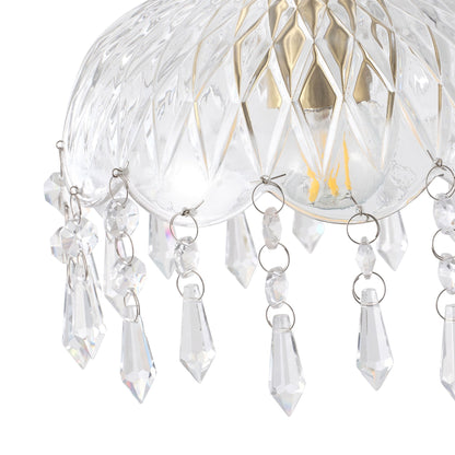 3-Light Clear Crystal Fringe Pendant Light