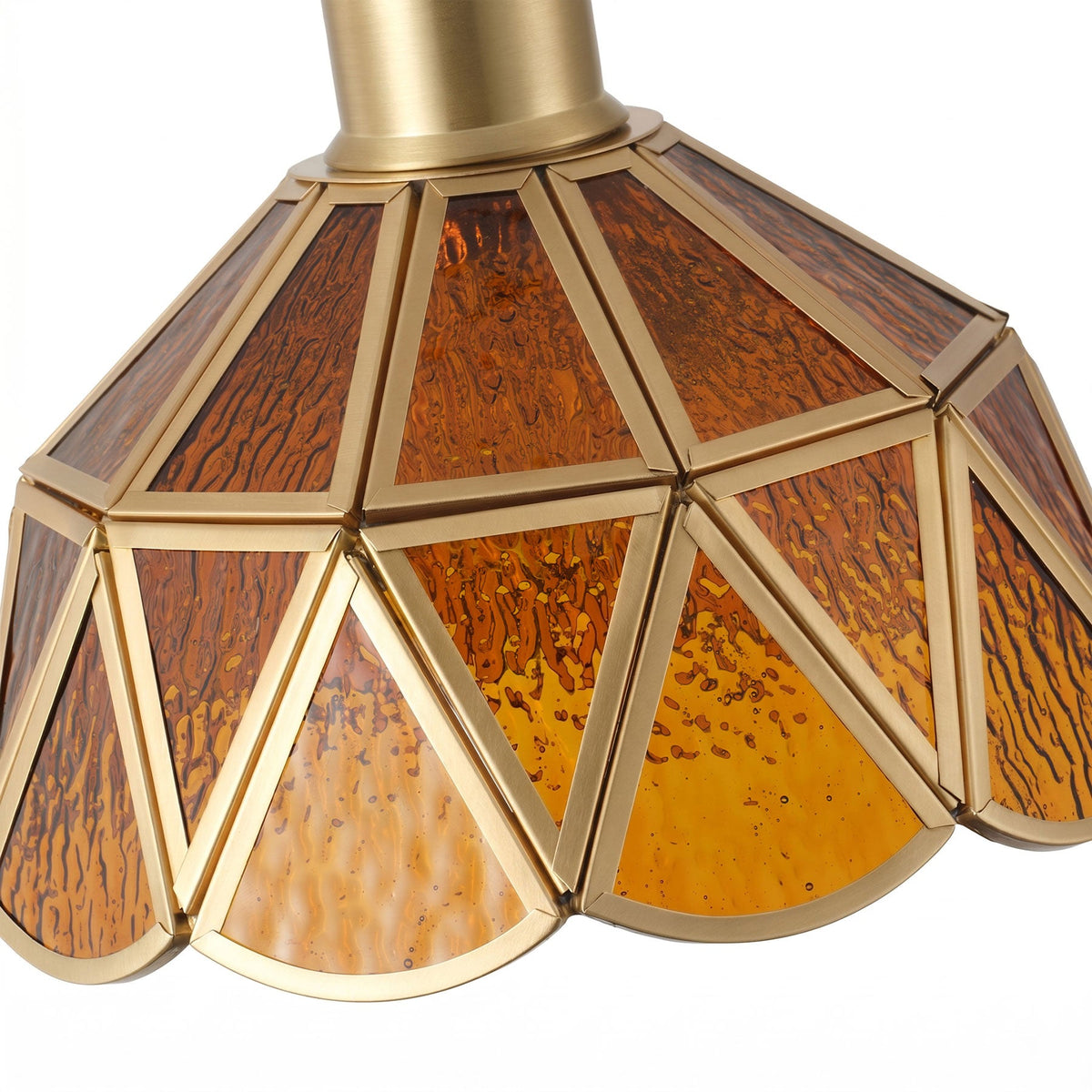 1 Light Tiffany Style Amber Glass Pendant Light