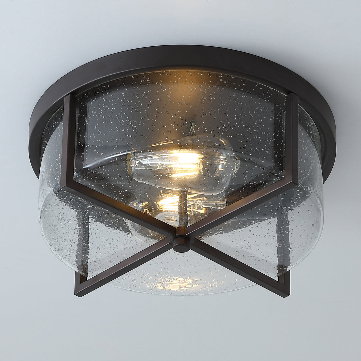 2-Lights Drum Glass Shell Flush Mount Lighting