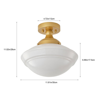 1-Light Farmhouse Semi Flush Mount Ceiling Light