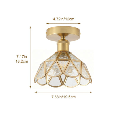 1-Light Brass Flower Ceiling Light for Bedroom