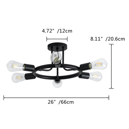 6-Lights Round Shape Semi-Flush Mount Lighting