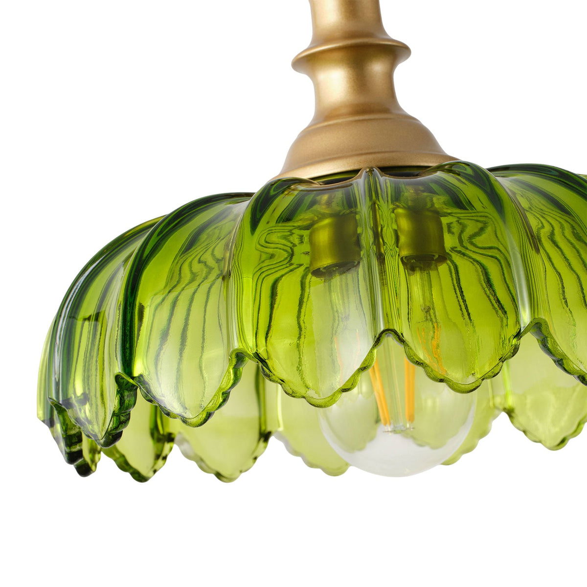 1-Light Amber/ Green/ Clear Vintage Petal Glass Pendant Light