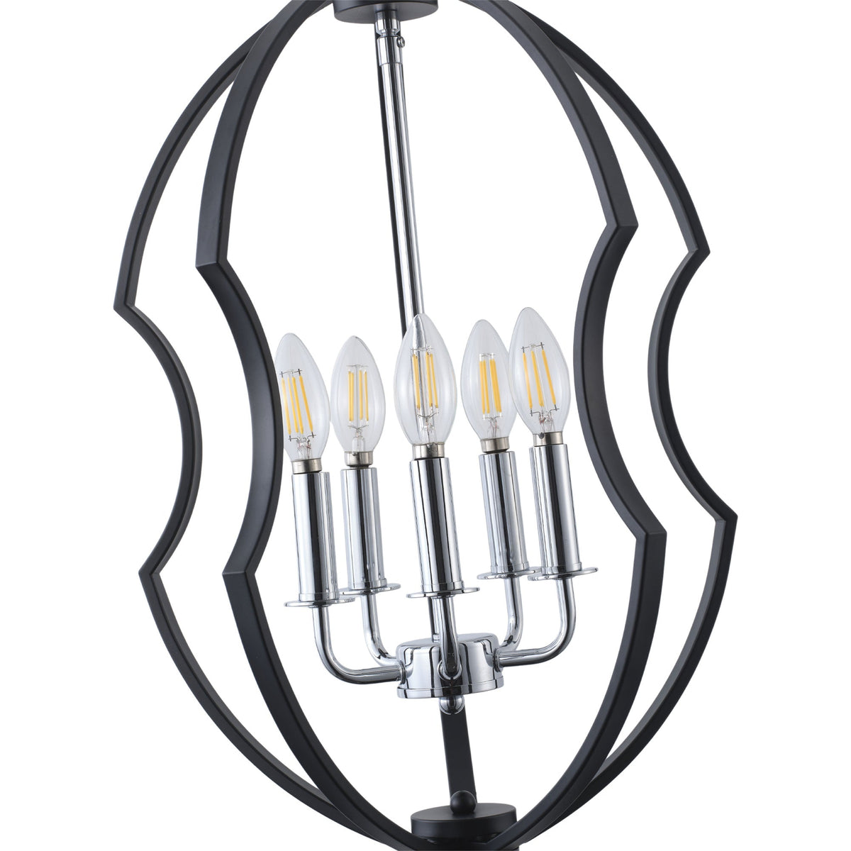 5-Light Black Farmhouse Cage Chandelier for Dining Room