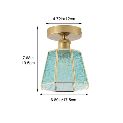 1-Light Blue Glass Ceiling Light for Bedroom