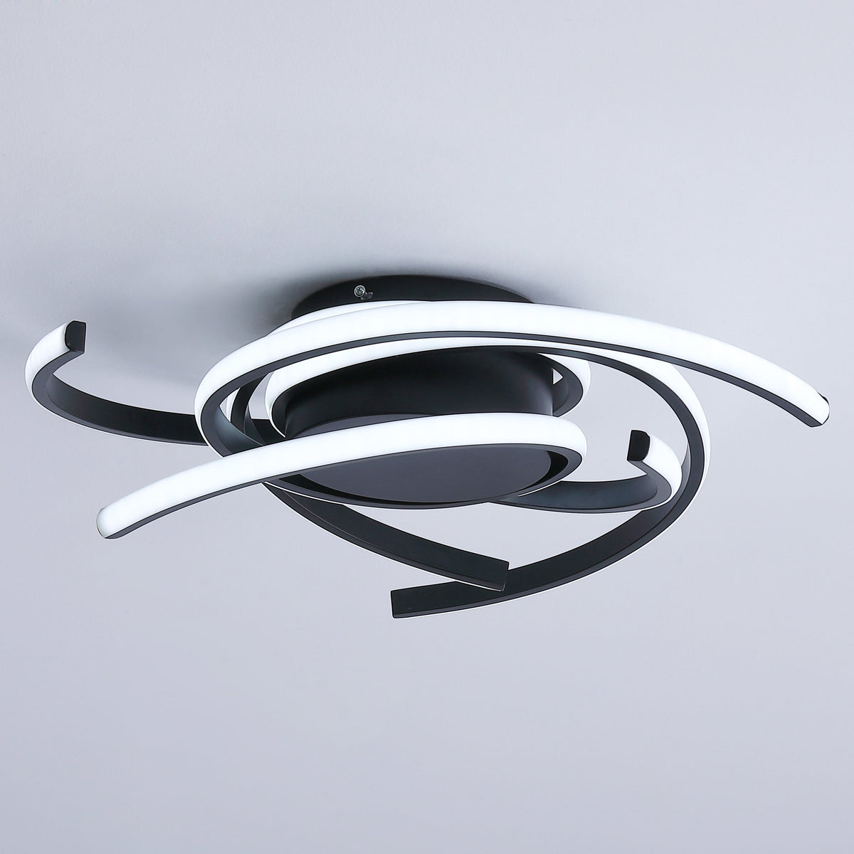1-Light Wavy Linear LED Semi-Flush Mount Lighting