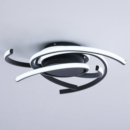 1-Light Wavy Linear LED Semi-Flush Mount Lighting