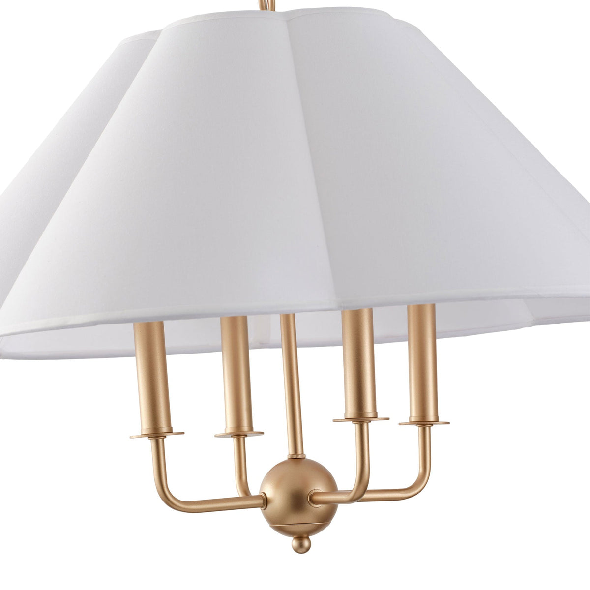 4-Light Gold Chandelier with White Fabric Shade