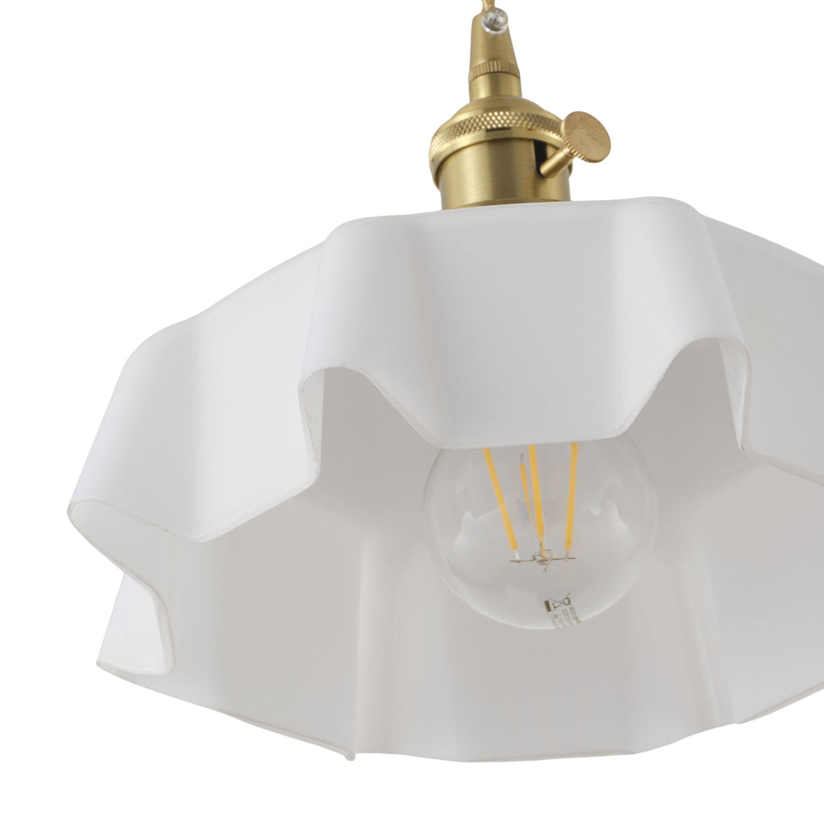 1 Light Vintage Brass Pendant Light With Opal Glass