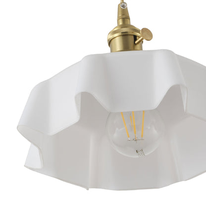 1 Light Vintage Brass Pendant Light With Opal Glass