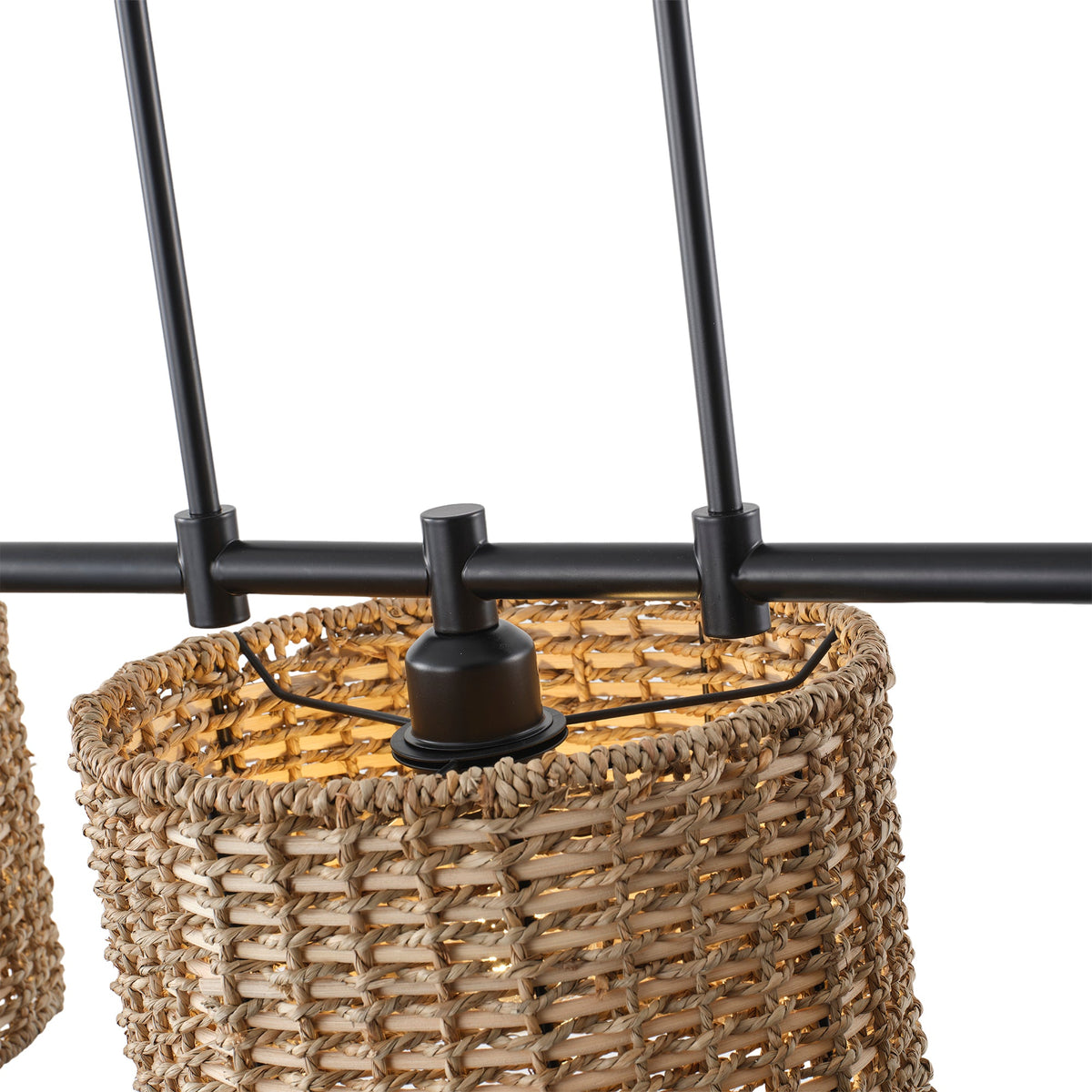 3-Light Boho Chandelier Woven Pendant for Kitchen