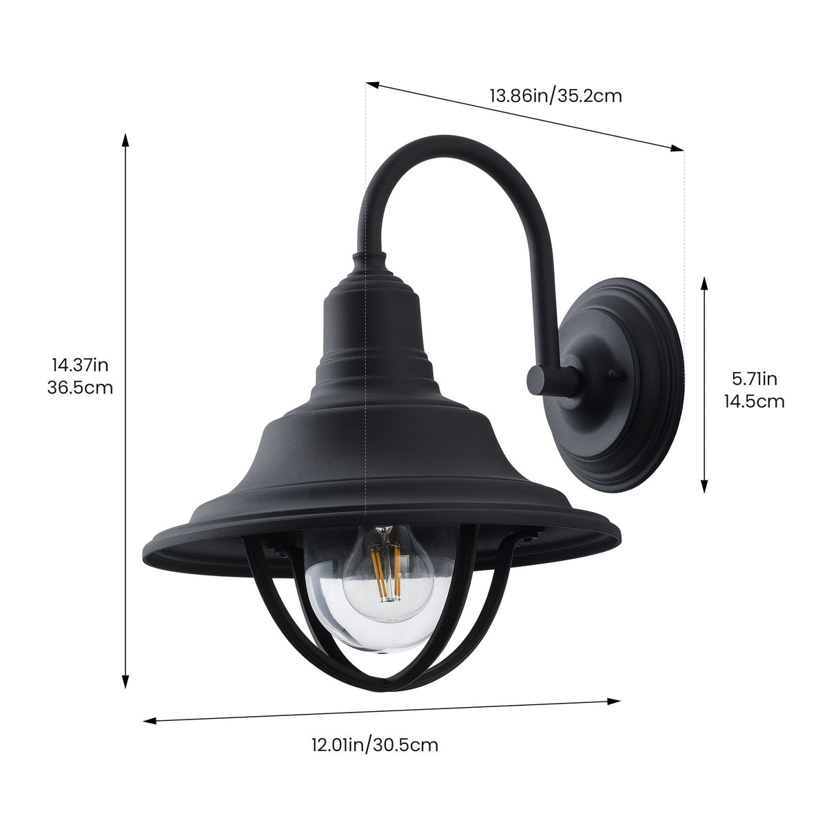 1-Light Industrial Outdoor Wall Light for Garage Entryway