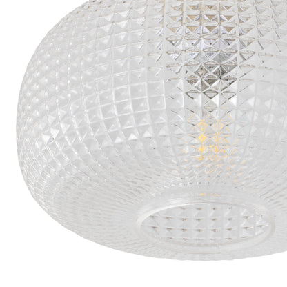 1-Light Brass Semi Flush Mount Ceiling Light Textured Glass Shade