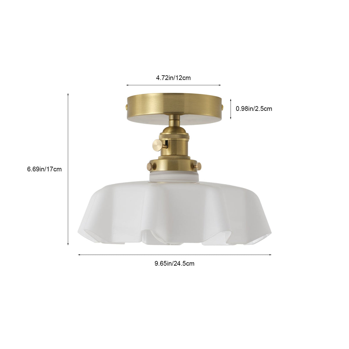 1-Light Copper Ceiling Light With White Glass Shade