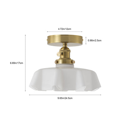 1-Light Copper Ceiling Light With White Glass Shade